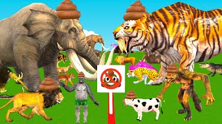 10 Mammoth Elephant Cow vs 5 Giant Tiger Bull Zombie Lion Attack Cow Baby Saved by Woolly Mammoth [upl. by Read]