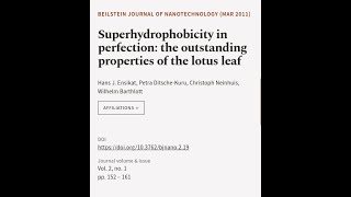 Superhydrophobicity in perfection the outstanding properties of the lotus leaf  RTCLTV [upl. by Hen]