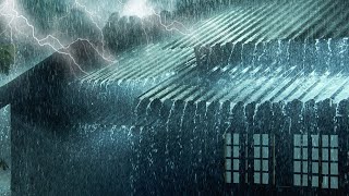 Beat Insomnia with Night Thunderstorm Heavy Rain on Tin Roof Powerful Thunder amp Strong Wind Sounds [upl. by Dranik]