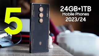 TOP 5 BEST 24GB RAM  1TB Smartphones 202324 — Highest Memory Mobile Phones 202324 [upl. by Mairym]