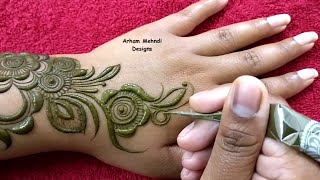 Stylish and Beautiful Arabic Mehndi Design  Easy Mehndi Design for Hand  Arham Mehndi Designs [upl. by Clementius]