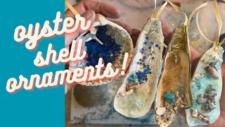 How to make oyster shell Christmas ornaments with resin mica powder and real sand ksresin [upl. by Darrow200]