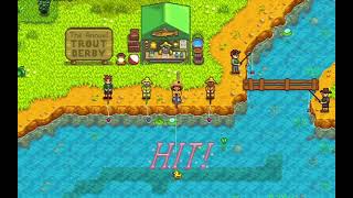 Chill fishing at the Trout Derby  Fishing with the boys stardewvalleyfarmer stardewvalley [upl. by Ainala33]