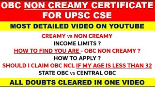 OBC non creamy layer certificate  OBC NCL certificate  How to apply for OBC NCL certificate  UPSC [upl. by Gleda]