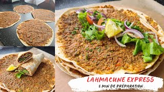 LAHMACUNE EXPRESS tu as envie de pizza turque mais la flemme den faire cette recette est pour toi [upl. by Seravart]