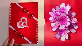 diy Pop up Card tutorial  3D paper flower easy greeting card making [upl. by Snej]