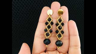 Bicone Earrings  DIY Beaded Earrings [upl. by Kiki188]