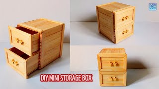 DIY WOODEN STORAGE WITH DRAWER BOX  CARA MEMBUAT LACI KECIL DARI STIK ES KRIM  ACCESORIES BOX [upl. by Gotcher]