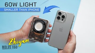 Pocket Size Powerful 60W RGB COB Light  Zhiyun Molus X60 [upl. by Darian346]