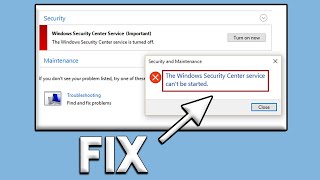 How To Fix Windows Security Center Service Cannot Be Started [upl. by Billen]