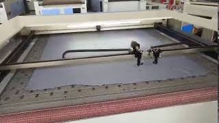 JQ double head fabric cutting machine 원단 레이저 커팅기 [upl. by Averat]