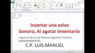 Creando avisos sonoros con Excel y VBA Control de Inventarios en Excel [upl. by Liane]