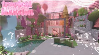 Tropical blossom hillside mansion  Collab with Asxh  Bloxburg Tour [upl. by Chet]