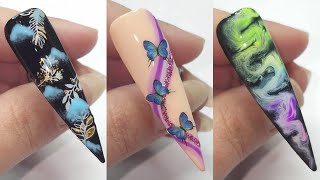 136 hand painted nail art tutorials  nail art designs 2024  nail polish colours design [upl. by Chui672]