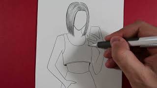 Karakalem Kız Çizimi Kolay  How to draw Girl [upl. by Narda]