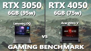 RTX 4050 75w vs 3050 6GB 95w Gaming Test  Lenovo LOQ vs Acer Nitro V Gaming Benchmark [upl. by Etnor]