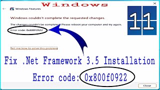 Fix NET Framework 35 Installation Error Code 0x800F0922  Windows 11 [upl. by Breeze]