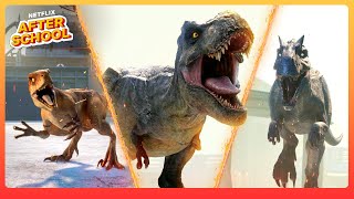 TRex VS Allosaurus VS Raptors BATTLE 💥 Jurassic World Chaos Theory  Netflix After School [upl. by Conard]