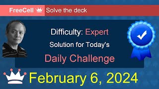 Microsoft Solitaire Collection FreeCell  Expert  February 6 2024 [upl. by Ahsea]