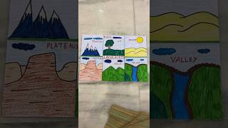 Types of Landforms School project drawing Drawing for students little sunshine [upl. by Bean]