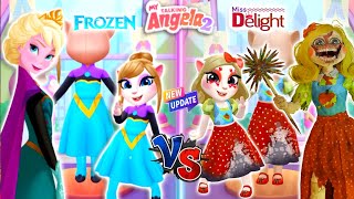 My Talking Angela 2  Elsa vS Miss Delight  New Update  Cosplay 🌈💋 [upl. by Airetahs275]