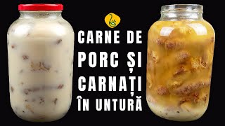 Carne de porc si carnati conservati in untura la borcan [upl. by Atiuqihs]