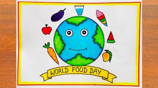 World Food Day Drawing Easy  World Food Day Poster Drawing Easy Steps  Food Safety Day Drawing [upl. by Trstram]