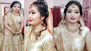 Engagement Makeup Step By StepGirl Ring Ceremony Makeupमेकअप हेअरस्टाइल और सर से चुन्नी कैसे ले [upl. by Algie]