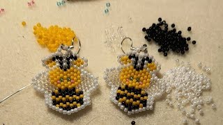 Albina din mărgele Toho handmade tutorial beads margele albina cercei earrings [upl. by Yssim]