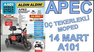 a101 14 mart 2024  APEC APM2 Üç Tekerlekli Elektrikli Moped 14 MARTta A101de [upl. by Lapotin]