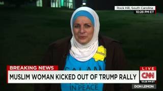 Video Muslim Woman Abused by Crowd Kicked Out of Donald Trump Rally Interviewed by CNN [upl. by Anagrom]