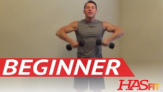 15 Minute Beginner Weight Training  Easy Exercises  HASfit Beginners Workout Routine  Strength [upl. by Aisyat371]