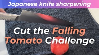 Cut the Falling Tomato Challenge knife sharpening🔪✨ [upl. by Iew]