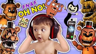 OH NO BABY Shawn vs FIVE NIGHTS at FREDDYS 12 amp 4  He Calls BENDY amp the INK MACHINE FGTEEV [upl. by Esital]