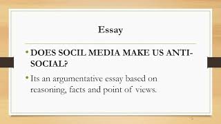 Argumentative Essay Does Social Media make us AntiSocial [upl. by Oiruam]