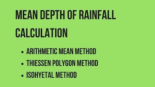 CIVIL Engineering Concepts  Mean Depth of Rain fall Calculations [upl. by Lennard]