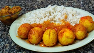 Eating White Rice with Egg6 curry and Chicken Curry [upl. by Roee]