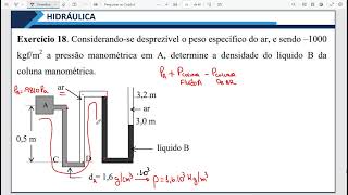 Cálculo da Densidade de um Líquido no Manômetro Diferencial  Exercício Resolvido de Hidrostática [upl. by Clarita]