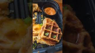 Stuffed Waffles Good God Almighty 🤤 Im talmbout salmoncroquettes CheeseGrits collardgreens [upl. by Elletse]