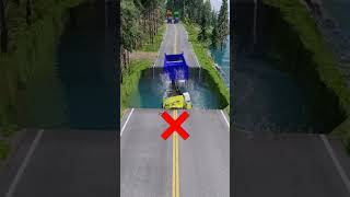 Mixer trucks vs massive water pit 34 carsvswaterpit doubleflatbedtrailertruckvsspeedbumps [upl. by Fai594]