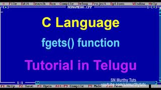 C Tutorial in Telugu  fgets function with example [upl. by Urdna]