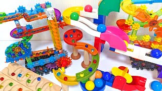 Marble Run ASMR Race ☆ HABA Slope amp Dump Truck Excavator Ambulance Forklift Garbage Truck Tractors1 [upl. by Laurita]