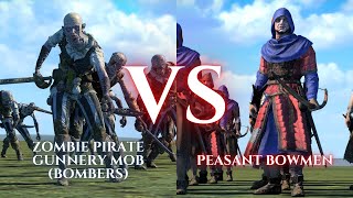 WARHAMMER III Total War  Zombie Pirate Gunnery Mob Bombers VS Peasant Bowmen [upl. by Norrej733]