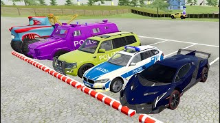 TRANSPORTING COLOR DACIA CHEVROLET RANGE ROVER PEUGEOT MERCEDES POLICE CARS FS22 [upl. by Airol154]