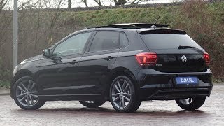 Volkswagen NEW Polo Highline 2019 Deep Black Pearl 17 inch Pamplona dark Walk around amp inside detail [upl. by Mohkos]