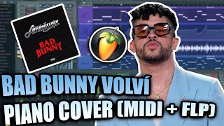 Aventura Bad Bunny  Volvi MIDI  FLP FL Studio Piano Tutorial  Cover [upl. by Adlig]