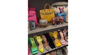 KYLIE JENNERs SPRING CLOSET TOUR COLLECTIONdesigner BAGSSHOES AND NAILS on instagram 2021 [upl. by Ollehto]