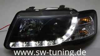 SWDRL Scheinwerfer für Audi A3 8L Black TFL R87 SWTuning [upl. by Moreville]