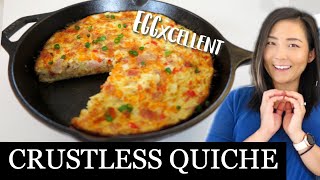 CRUSTLESS QUICHE  KETO  LOW CARB  GLUTEN FREE  HAM AND CHEESE OMELETTE BAKE [upl. by Einnij345]