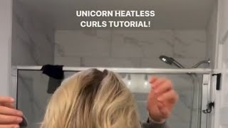 Unicorn heatless curls tutorial 😍🦄 hairgoals heatlesshairstyles curlyhairstyles [upl. by Franciscka630]